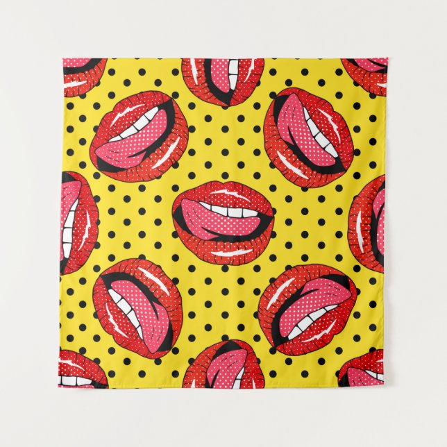 Tenture Motif sans couture avec badge de caricature avec l (Devant)