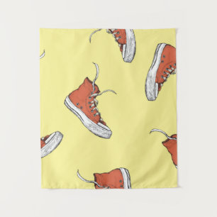Tenture Motif sans couture avec baskets rouges vintages, m