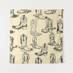Tenture Motif sans couture avec bottes de cowboy. cowboy,