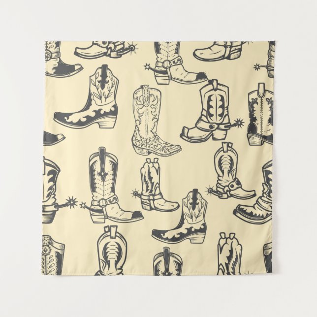 Tenture Motif sans couture avec bottes de cowboy. cowboy,  (Devant)