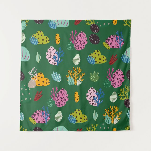 Tenture Motif sans couture avec branches de coraux et plan (Devant)