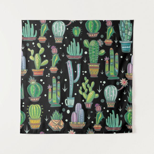 Tenture Motif sans couture avec cactus mignons (Devant)