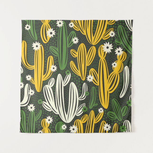 Tenture motif sans couture avec cactus sur arrière - plan  (Devant)