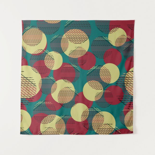 Tenture Motif sans couture avec cercles et lignes.  (Devant)