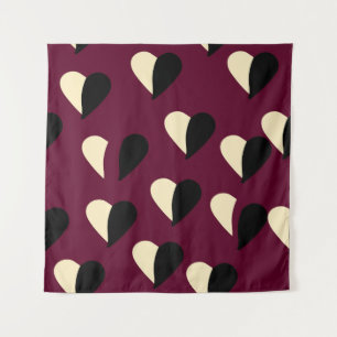 Tenture Motif sans couture avec coeur noir et blanc. St Va