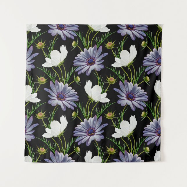 Tenture Motif sans couture avec cosmos blanc et marguerite (Devant)