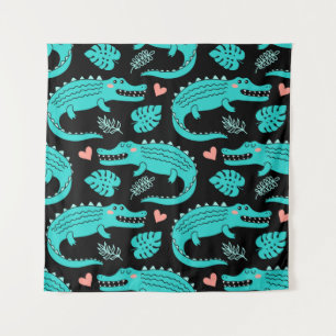 Tenture Motif sans couture avec de mignons crocodiles de d