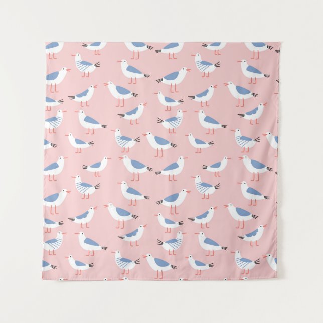 Tenture Motif sans couture avec de mignons mouettes (Devant)
