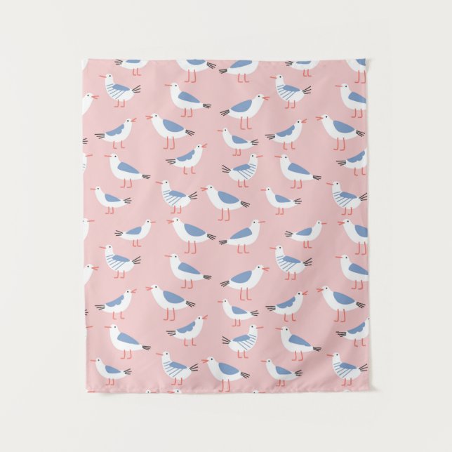 Tenture Motif sans couture avec de mignons mouettes (Devant)