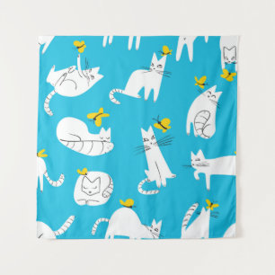 Tenture Motif sans couture avec des chats drôles jouant av