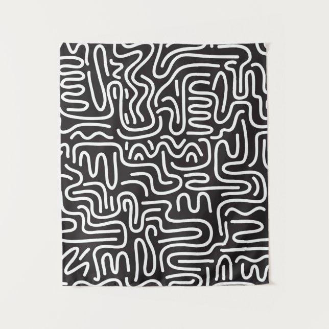 Tenture Motif sans couture avec des lignes ondulées à dood (Devant)