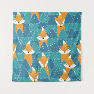 Tenture Motif sans couture avec différents mignons renards