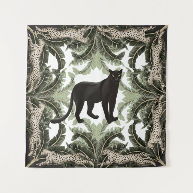 Tenture Motif sans couture avec feuilles tropicaux et anim (Devant)