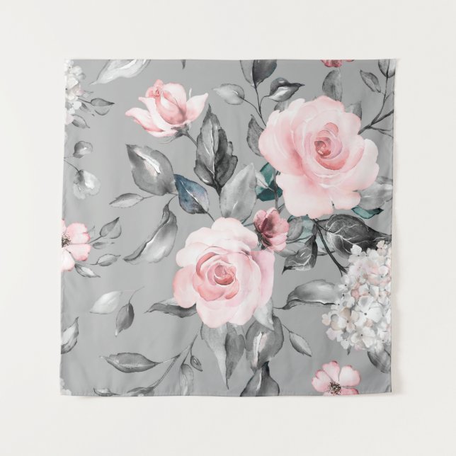 Tenture Motif sans couture avec fleurs de printemps et feu (Devant)