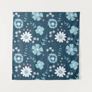 Tenture Motif sans couture avec fleurs d'été bleues sur fo