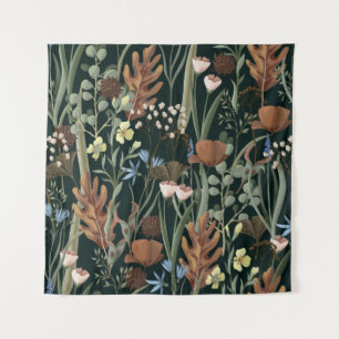 Tenture Motif sans couture avec fleurs sauvages et séchées