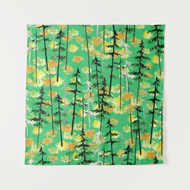 Tenture Motif sans couture avec forêt d'automne (Devant)