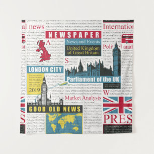 Tenture motif sans couture avec journal britannique ou lo