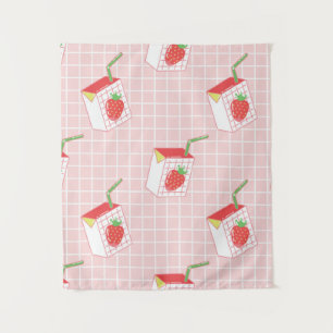 Tenture Motif sans couture avec lait de fraise caricaturé