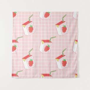 Tenture Motif sans couture avec lait de fraise caricaturé