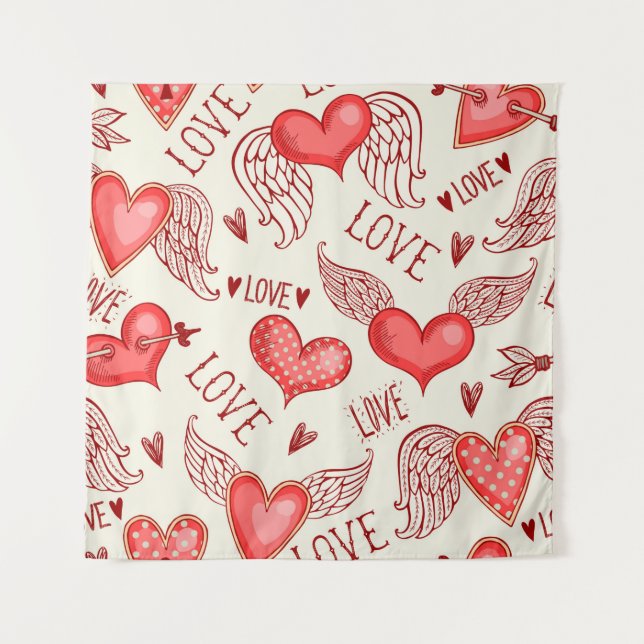 Tenture Motif sans couture avec les coeurs. Bonne Saint Va (Devant)