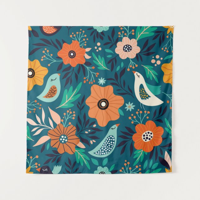 Tenture Motif sans couture avec ornement fleuri (Devant)