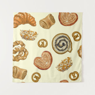 Tenture Motif sans couture avec produit de boulangerie