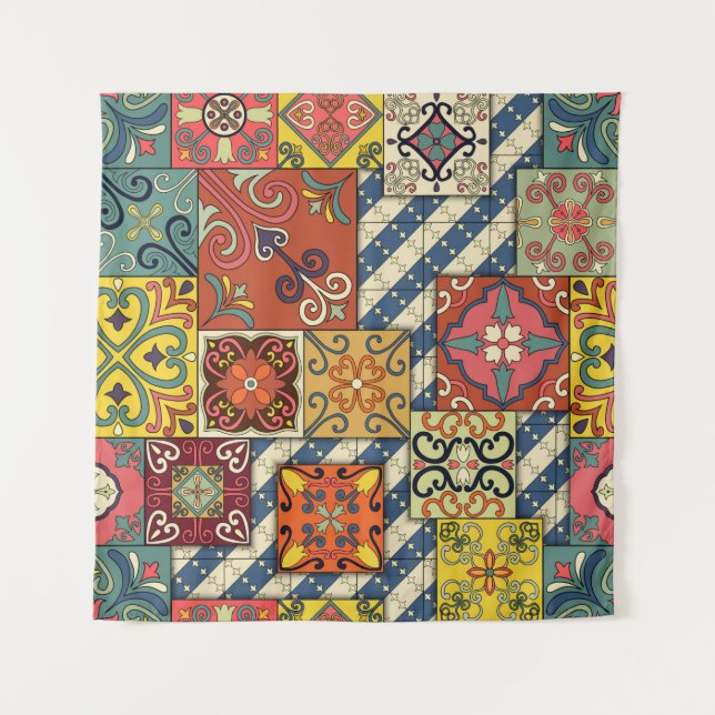 Tenture Motif sans couture avec tuiles portugaises en tala (Devant)