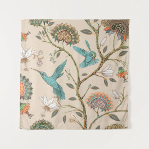 Tenture Motif sans couture beige avec fleurs stylisées et 