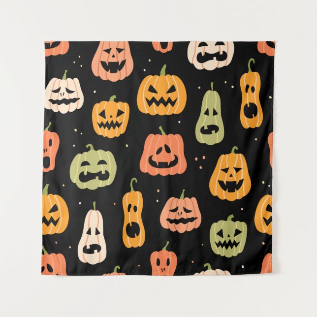 Tenture Motif sans couture citrouille Halloween. Retrait à (Devant)