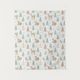 Tenture Motif sans couture d'animaux de la forêt hivernale