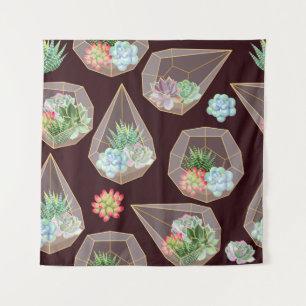 Tenture Motif sans couture de cactus succulent détaillé