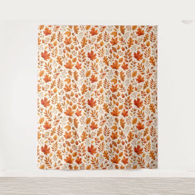 Tenture Motif sans couture de feuilles d'automne chaudes (Devant)