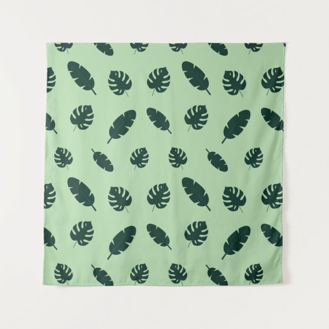 Tenture Motif sans couture de feuilles de Monstera et de p (Devant)