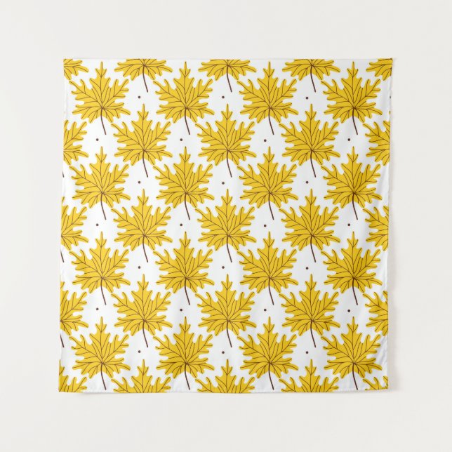 Tenture Motif sans couture de feuilles d'érable jaune doré (Devant)