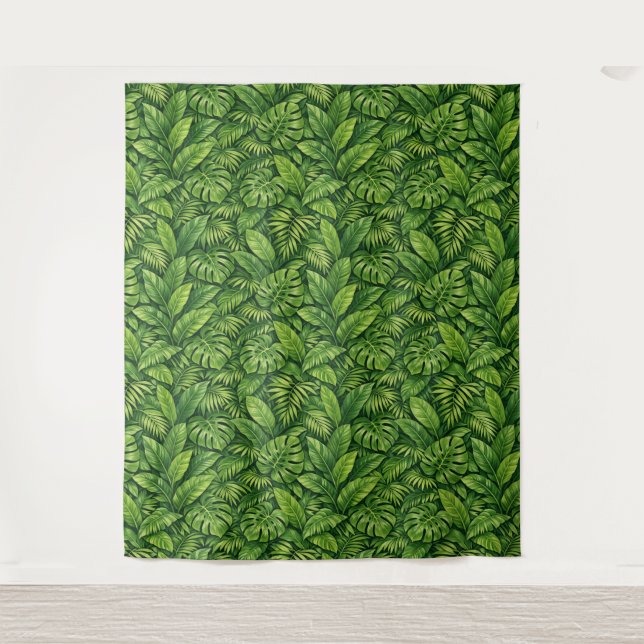 Tenture Motif sans couture de feuilles tropicales modernes (Devant)