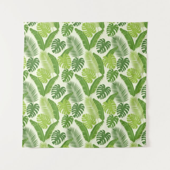 Tenture Motif sans couture de feuilles tropicales & Monste (Devant)