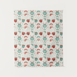 Tenture Motif sans couture de Noël bonhomme de neige et ca