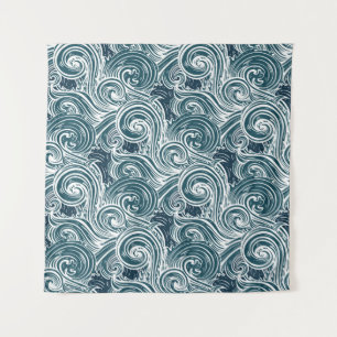 Tenture Motif sans couture de vagues de mer