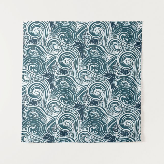 Tenture Motif sans couture de vagues de mer (Devant)