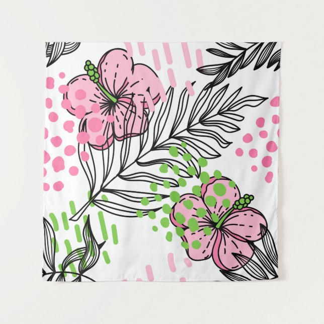 Tenture Motif sans couture d'éléments tropicaux, dessiné à (Devant)