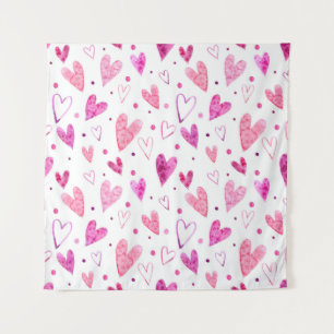 Tenture Motif sans couture des coeurs d'aquarelle rose et 