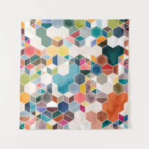 Tenture Motif sans couture d'hexagones en couleurs aléatoi