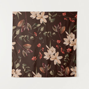 Tenture Motif sans couture fleurie bohème avec brun foncé