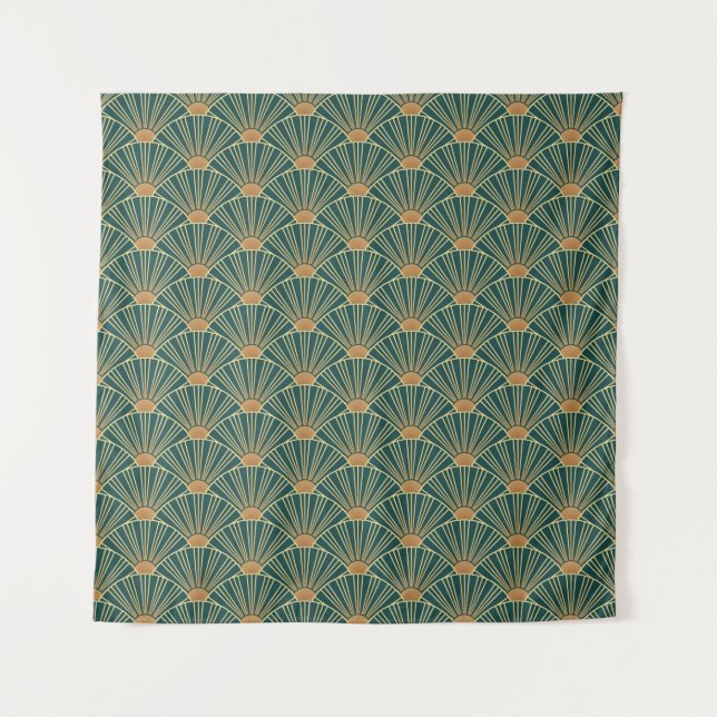 Tenture Motif sans couture géométrique avec lignes dorées. (Devant)