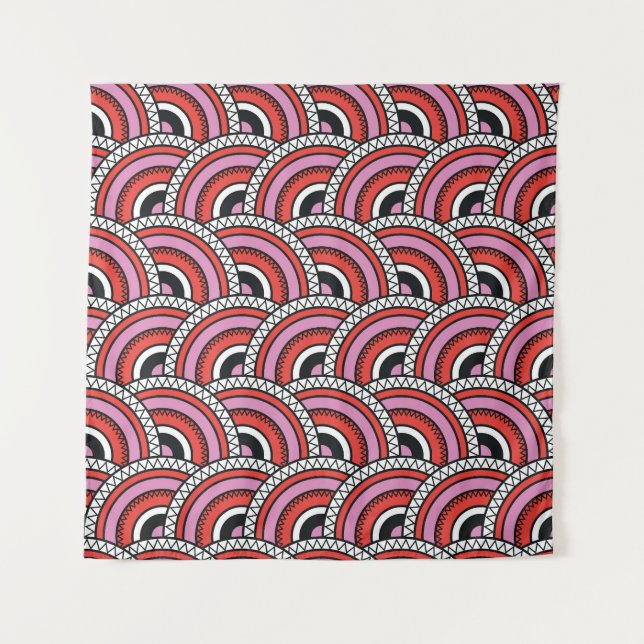 Tenture Motif sans couture géométrique rétro (Devant)