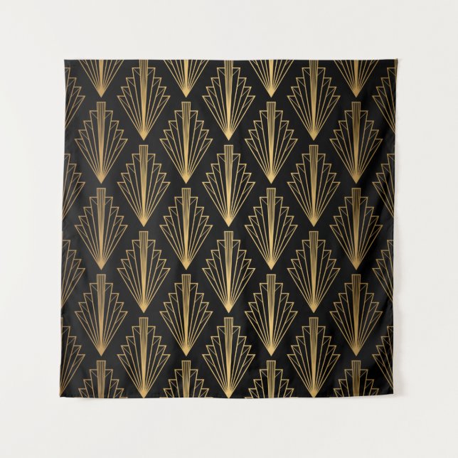 Tenture Motif sans couture noir et or arrière - plan (Devant)