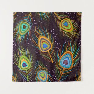 Tenture Motif sans couture "Plumes de paon"