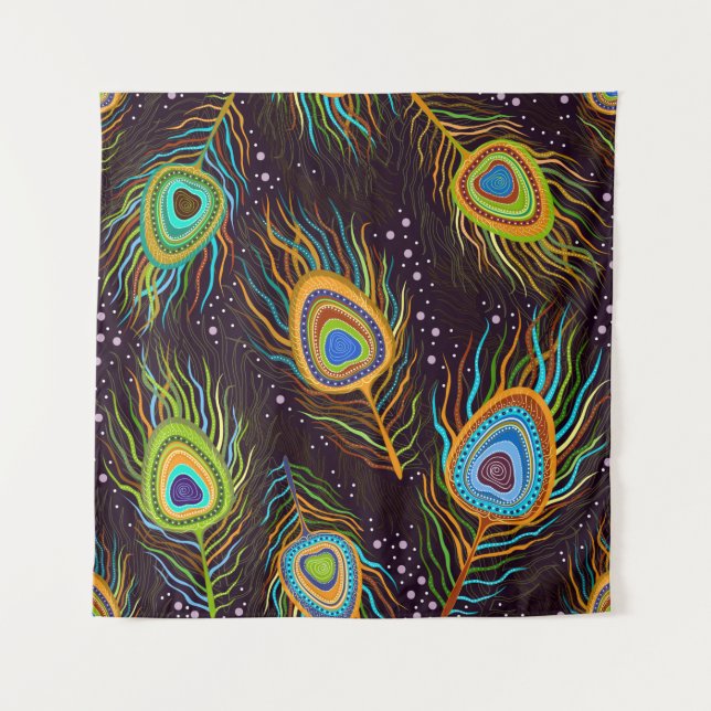 Tenture Motif sans couture "Plumes de paon" (Devant)