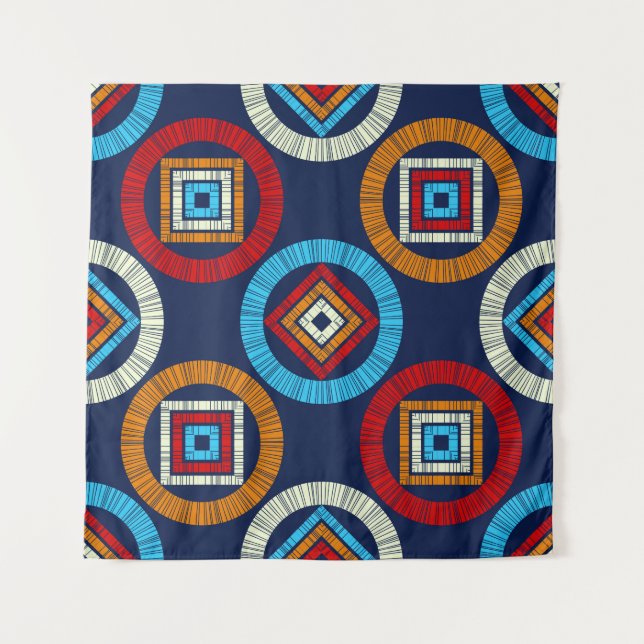 Tenture motif sans couture pois. Mosaïque de figu ethnique (Devant)